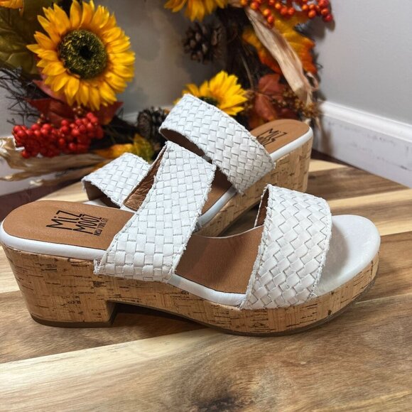 Miz Mooz GENNA Woven Heeled Sandals 40W / 9-9.5W in White Leather - Picture 1 of 11